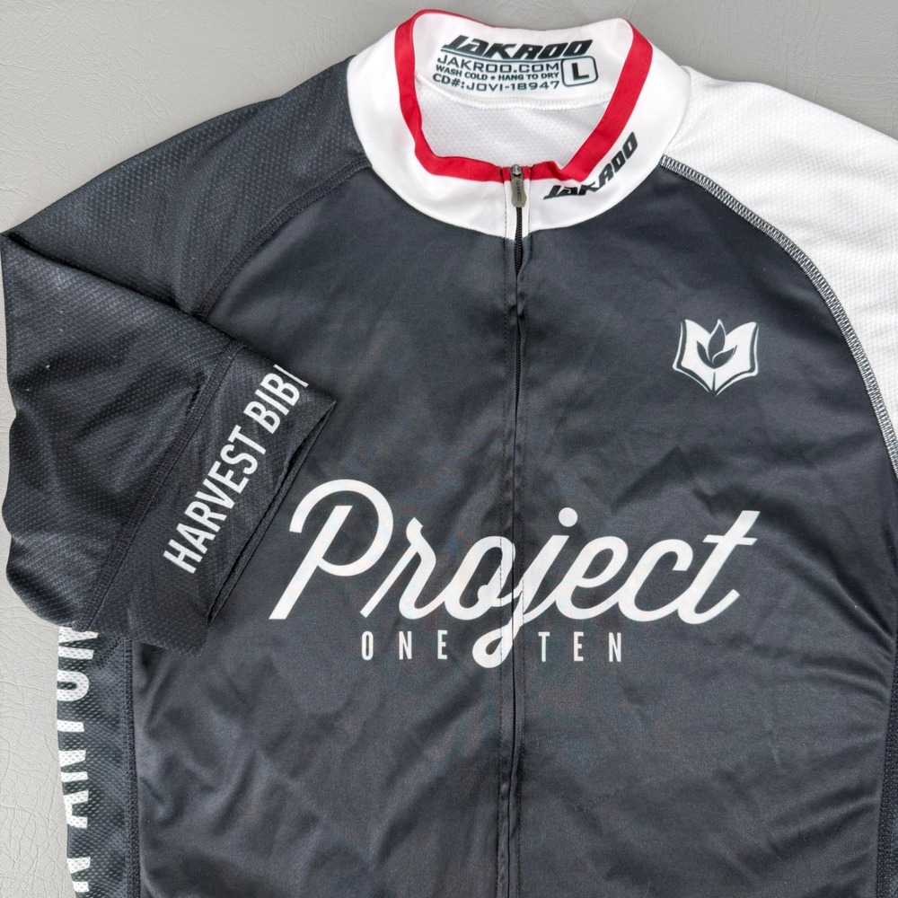 Jakroo Project One Ten Harvest San Antonio Cycling Jersey Mens Large Black White
